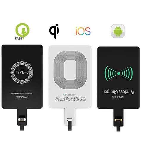 Receptor De Carga Inal Mbrica Qi Micro USB Tipo C Adaptador De Cargador