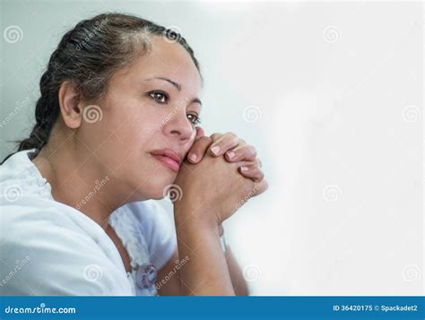 Contemplative Hispanic Woman Stock Image Image Of Lady American