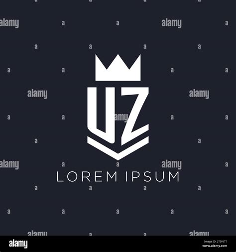 Uz Logo With Shield And Crown Initial Monogram Logo Design Ideas Stock