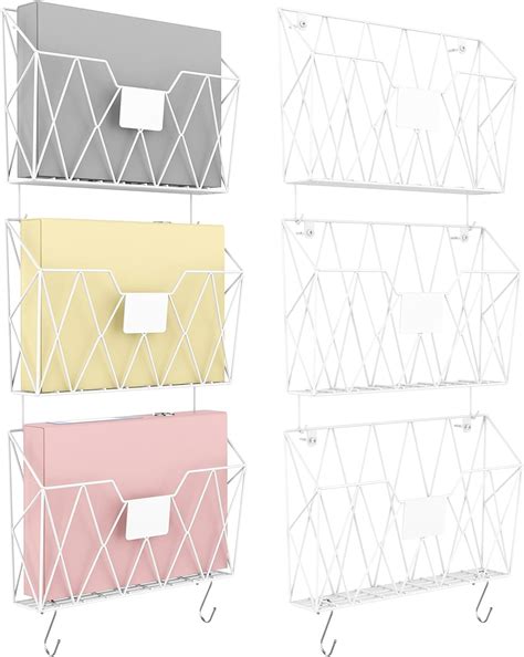 Amazon YBING Wall File Organizer White 6 Pockets Mesh Hanging