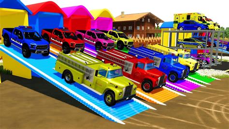 Farming Simulator Mod Color Fire Truck Ambulance Goes To Garage