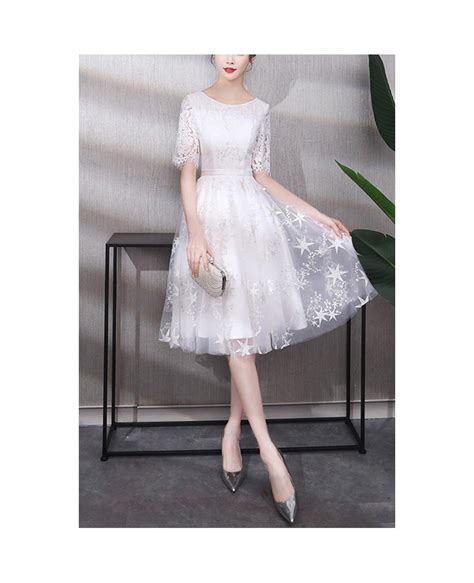 Cute Stars Tulle Knee Length Homecoming Party Dress With Lace Short