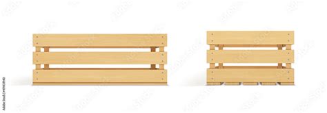 Vector Realistic Cargo Storage Wooden Box Isolated On White Background Wooden Fruit Box With