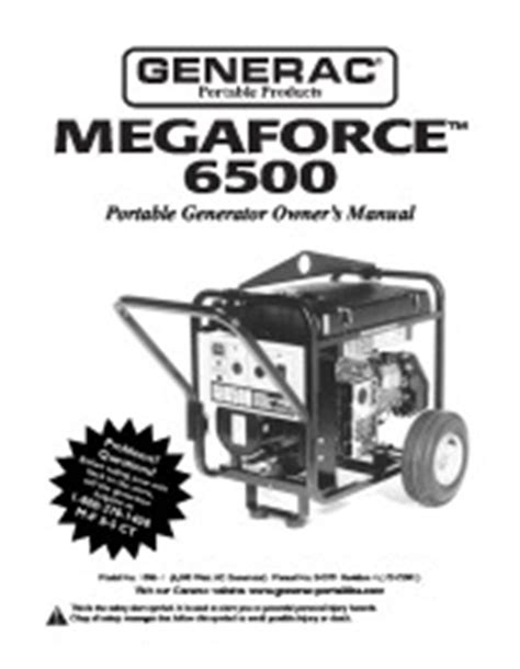 Generac Megeforce 6500 Generator Owners Manual