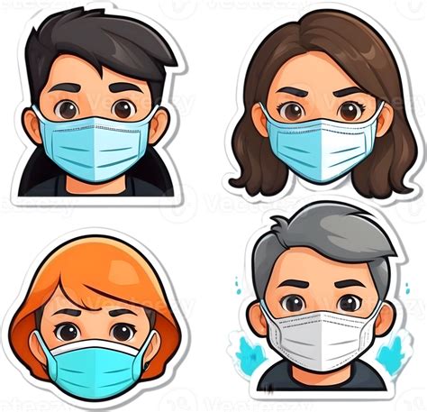 Cartoon People Wearing Masks And Face Masks Ai Generative 33521550 Png