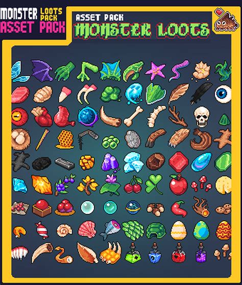 Rpg Monster Loot Pixel Art Asset Pack By Beowulf