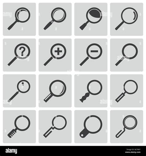 Vector Black Magnifying Glass Icons Set Stock Vector Image And Art Alamy