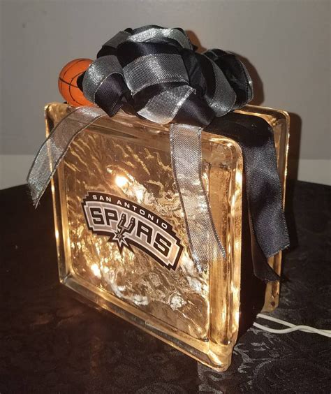 San Antonio Spurs Lighted Glass Block Nightlight Basketball Etsy