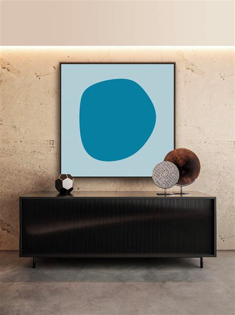 Quadro Arte Minimalista Tons De Azul Canvas Moldura X Elo