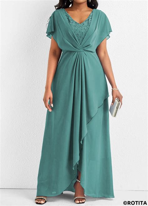 Rotita Lace Mint Green V Neck Maxi Dress Rotita Usd