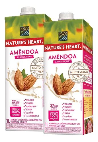 2x Bebida Vegetal De Amêndoas Sem Açúcar Natures Heart 1l Mercadolivre