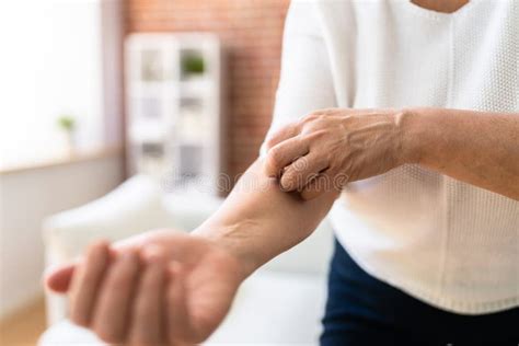 Woman Scratching Itching Body Skin Stock Image Image Of Itches