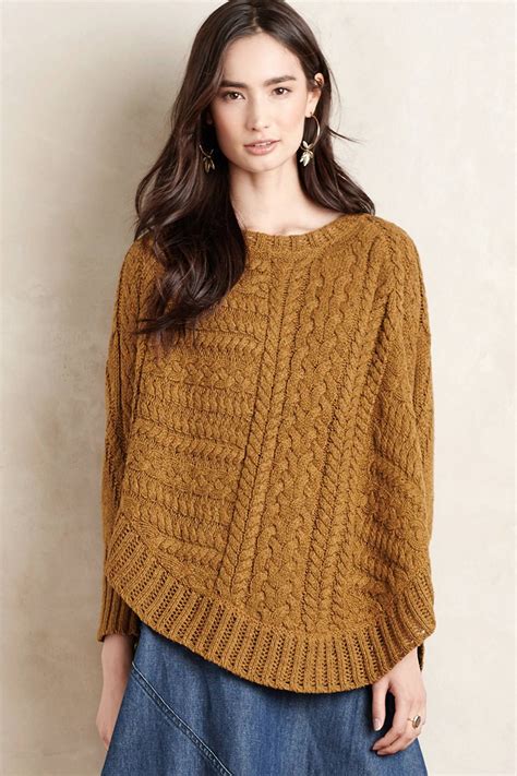 Curved Cables Poncho Sweaters For Women Knitting Inspiration