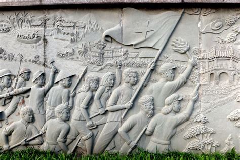 Detail of a Mural in Relief Depicting the Struggle of the Vietnamese ...