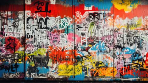 A Wall Covered in Graffiti with Many Different Colors, AI Stock Illustration - Illustration of ...