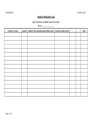 Fillable Online Student Medication Logs Fax Email Print Pdffiller