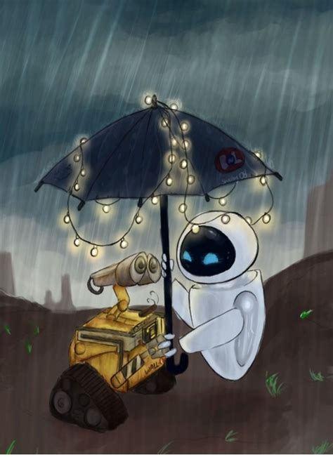 WallE And Eva In The Rain