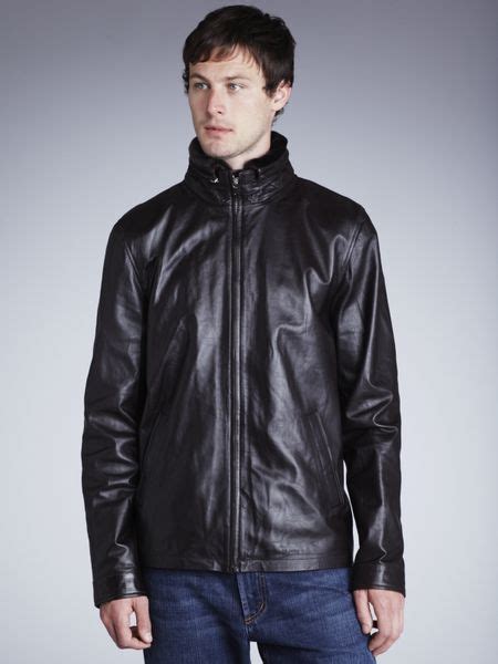 Gant Shearling Collar Leather Jacket Black In Black For Men Lyst