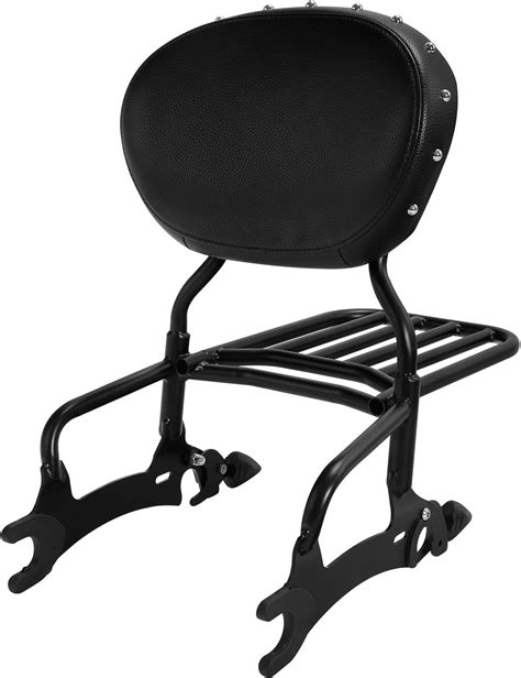 Amazon TCT MOTORPARTS Black Sissy Bar Backrest Pad Luggage Rack