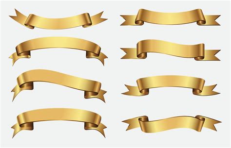 Set Of Gold Ribbon Banners 5266455 Vector Art At Vecteezy