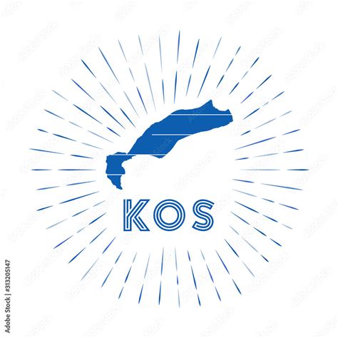 Kos Sunburst Badge The Island Sign With Map Of Kos With Greek Flag