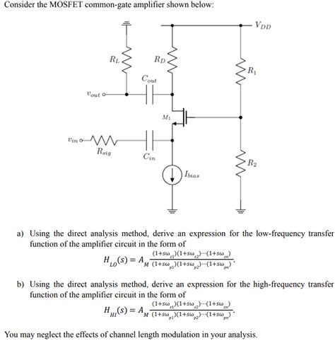 Solved Consider The Mosfet Common Gate Amplifier Shown Chegg