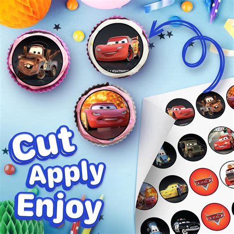 Buy 30 X Edible Cupcake Toppers Cars Lightning Mcqueen Themed