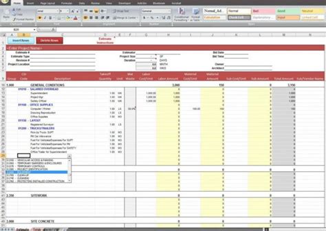 Sample Hvac Estimating Spreadsheet Estimate Template Excel Free Air