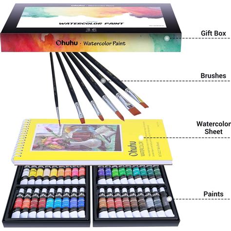 Set Acuarele Watercolor Ohuhu Ml Tub Pensule Profesionala