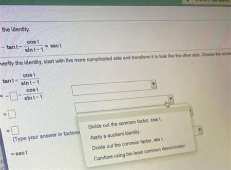 Solved 2 51 Verify The Identity Tant Cost Sint 1 Sect To Chegg