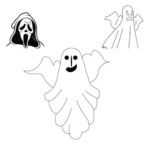 Halloween Ghost Hand Drawn Collection Vector Halloween Ghost Cartoon