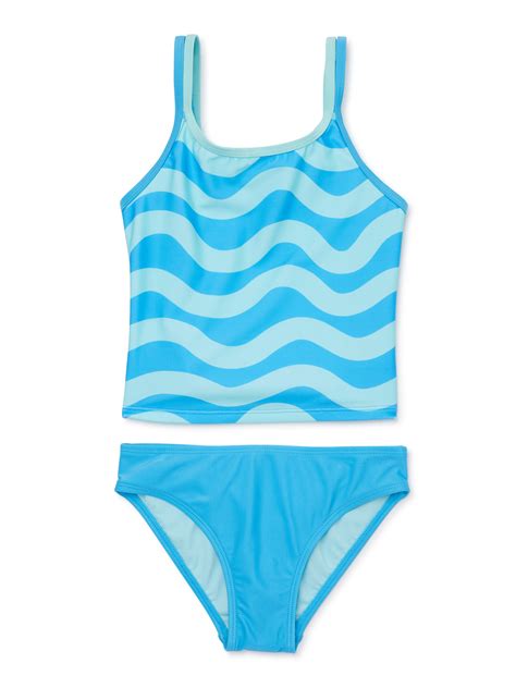 Wonder Nation Girls Strappy Tankini Swimsuit With Upf 50 2 Piece Sizes 4 18 And Plus