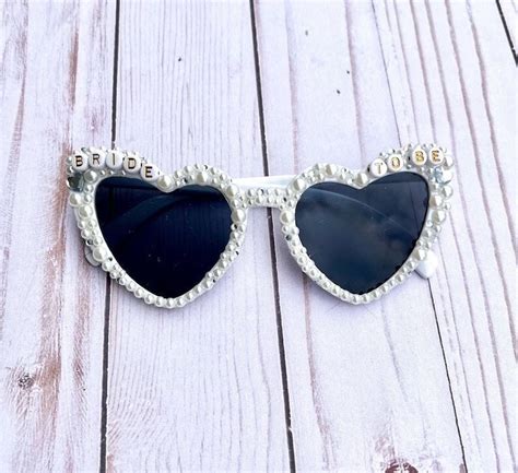 Heart Shaped Bride Sunglasses Custom Bridal Sunglasses For Bachelorette Party Etsy