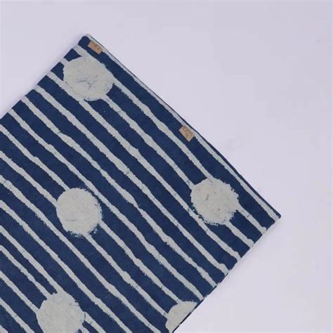 Indigo Blue Hand Block Print Cotton Sewing Craft Fabric Polka Dots At