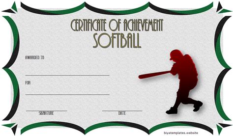 Softball Achievement Certificate Template 2 Paddle Templates