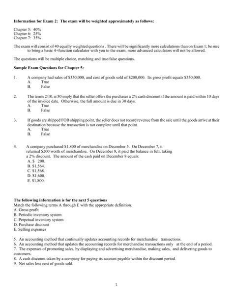 Sample Exam 2 ACCT 2300 Principles Of Financial Accounting