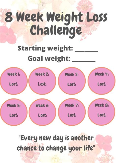 Week Weight Loss Challenge Printable Etsy Uk