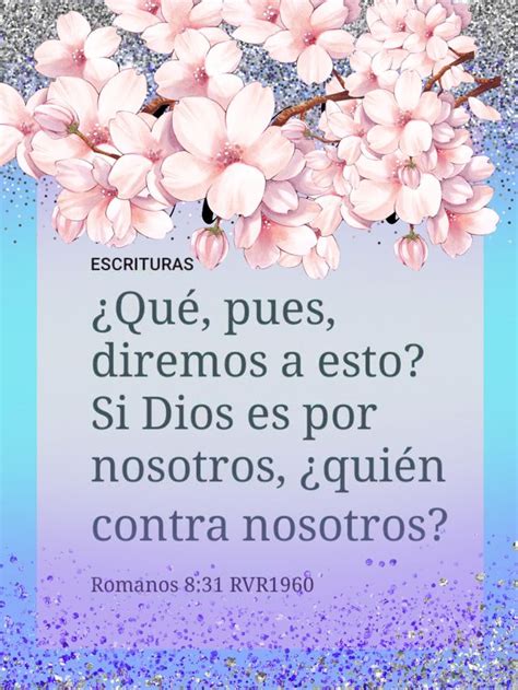 A Pink Flower On A Blue And Silver Background With The Words Que Pues