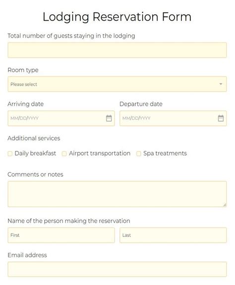 Free Guest Room Reservation Form Template 123formbuilder