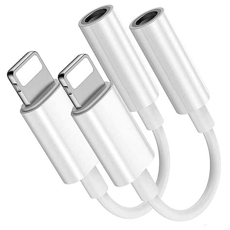 2 Pack Lightning To 3 5mm Headphone Jack Adapter Apple Mfi Certified Earbuds Splitter Headset