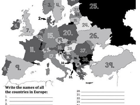 Numbered Map Of Europe