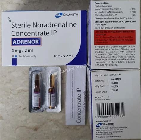 Ampoules Adrenor Mg Ml Noradrenaline Inj Mg Ml At Rs Ampoule