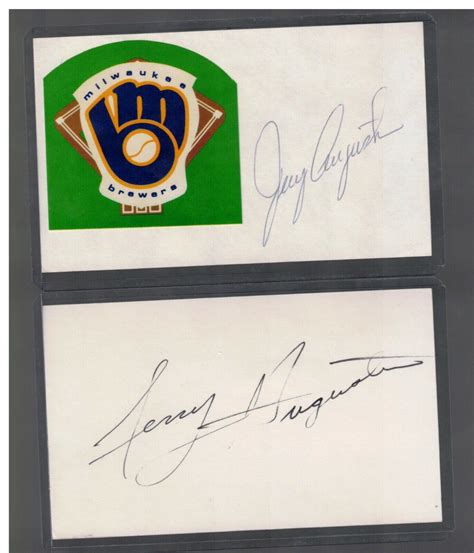 Jerry Augustine Index Card Signed Brewers Psa Dna Certified