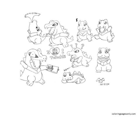 Chikorita Cyndaquil Totodile Coloring Pages