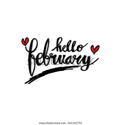 Hello February Hand Drawn Design Calligraphy Stock Vector (Royalty Free ...