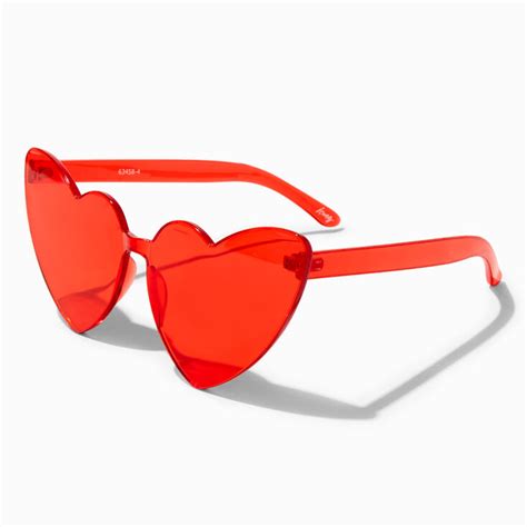 Red Heart Shaped Rimless Sunglasses | Icing US