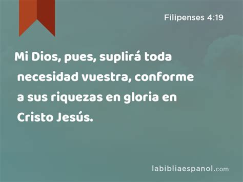 Filipenses Mi Dios Pues Suplir Toda Necesidad Vuestra