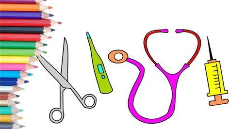 How To Draw And Color Medical Tool For Kids💖 🌟kids Artwork🌟 Drawing