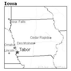 Tabor, Iowa, map - Iowa Unsolved Murders: Historic Cases