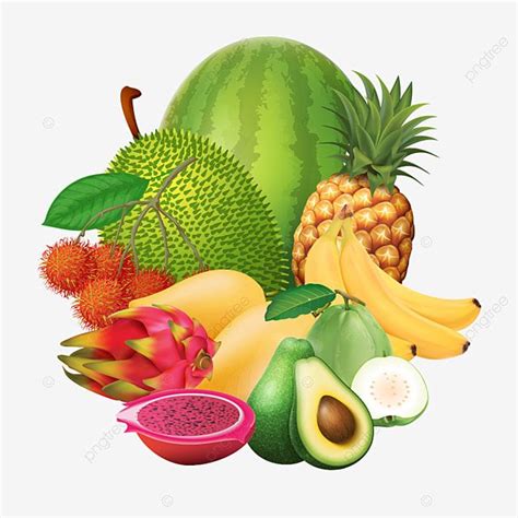 A Bunch Of Different Types Of Fruit On A White Background Including